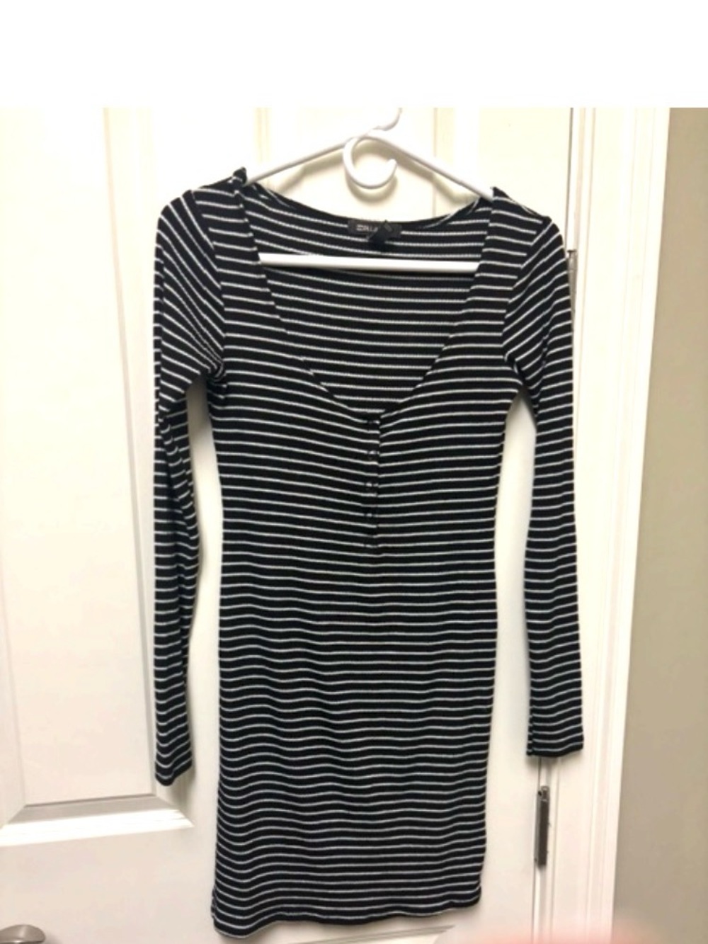 Billabong Black and White Striped Mini Dress